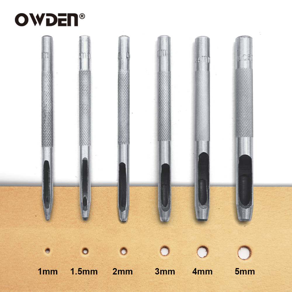 Rivet Setter Tool - 6pcs หนังเจาะรูเครื่องมือเหล็ก Hollow Round Hole Puncher-Sharp,ทนทานเครื่องตัดกลมสําหรับนาฬิกา,เข็มขัด,กระดาษ